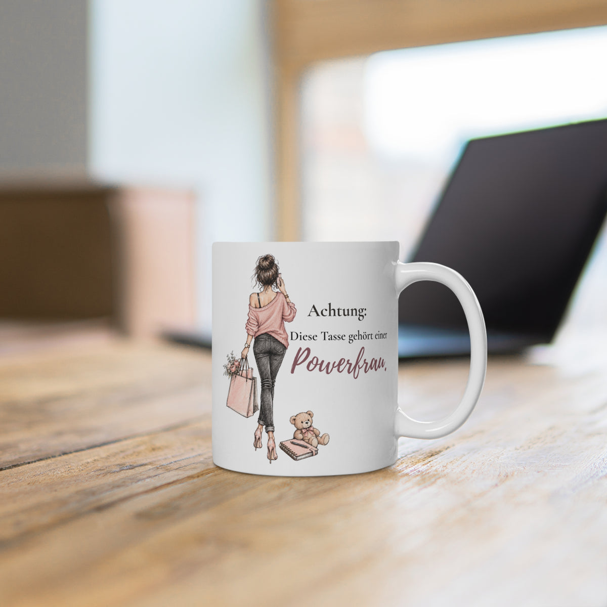 Tasse „Achtung: Diese Tasse gehört einer Powerfrau.“ – singlemamapower