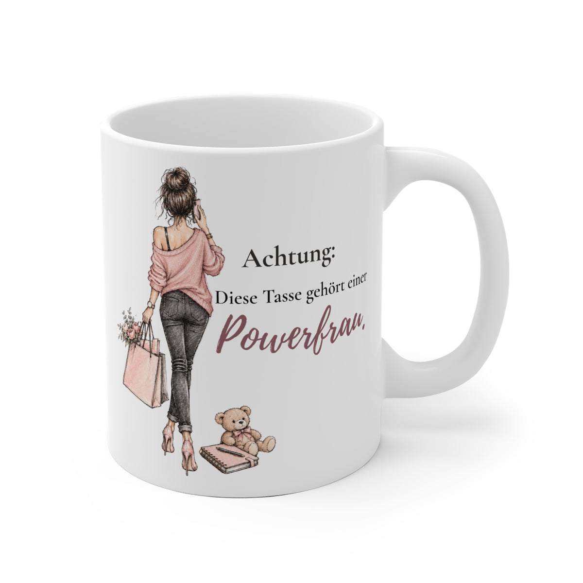 Tasse „Achtung: Diese Tasse gehört einer Powerfrau.“ – singlemamapower